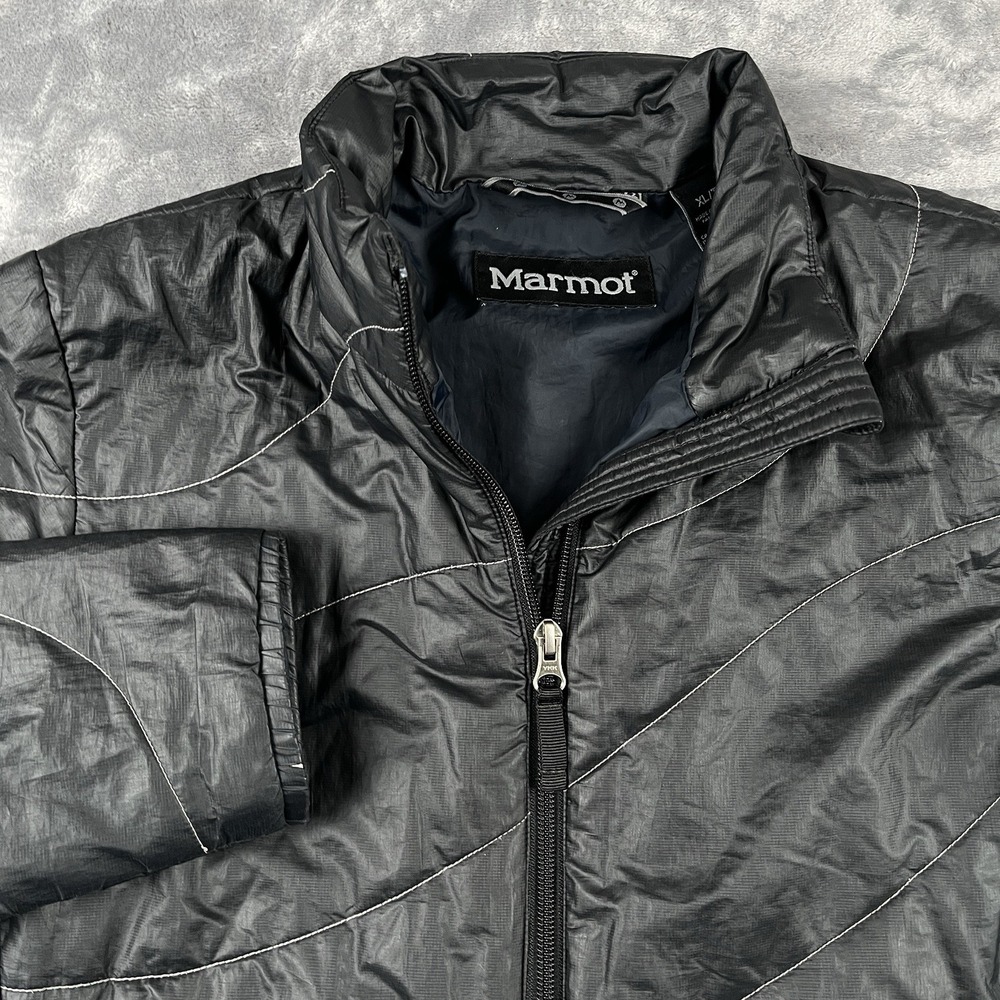 MARMOT Puffer Jacket Girls XL Black White Floral Embroidered Lightweight Outdoor